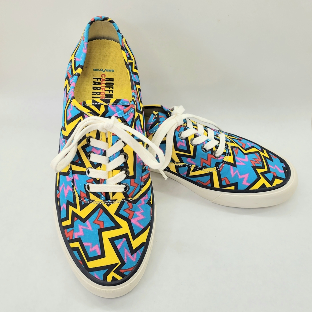 SEAVEES Hoffman Print Legend Sneaker Size 9.5 Mens Blue Neon Archival Artwork - Picture 1 of 9